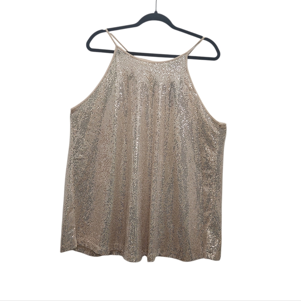 TORRID Rose Gold Sequins Halter Tank Keyhole Back NEW Holiday Party NYE Plus 2X